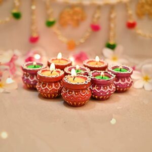 DIYA COLOURED CANDLE 8PCS